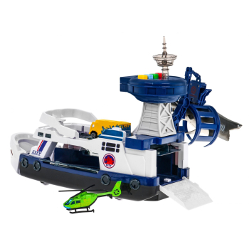 Interaktywna łódź policyjna dla dzieci 3+ Akcesoria rekin auto helikopter